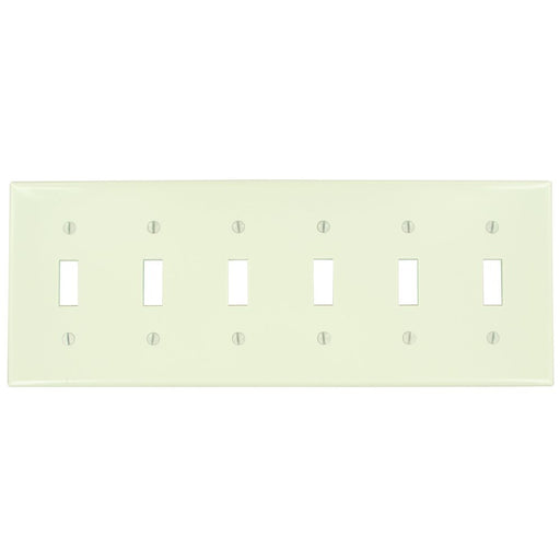 Leviton Electrical Wall Plate, Toggle Switch, 6-Gang - Almond