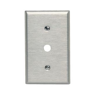 Leviton Phone/Cable Wall Plate, 1-Gang, 406" Hole, 302 Stainless Steel    