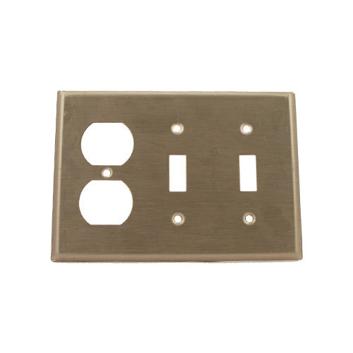 Leviton Comb Wall Plate, 3-Gang, -2 Toggle, -1 Duplex, Stainless Steel   