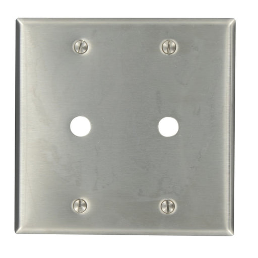 Leviton Phone/Cable Wall Plate, 2-Gang, 406" Hole, 302 Stainless Steel    