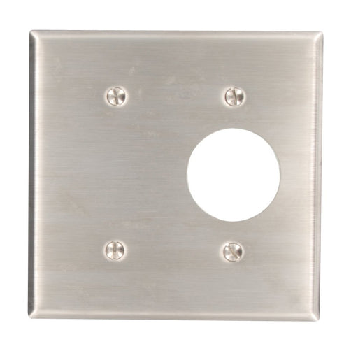 Leviton Comb Wall Plate, 2-Gang, Single Rcpt - 1406" Hole, Stainless Steel  