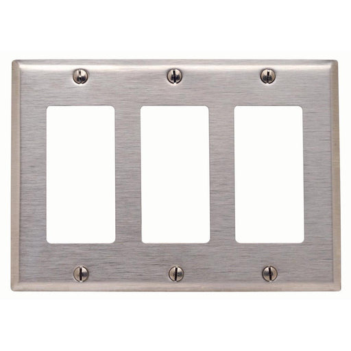 Leviton Decora/GFCI Wall Plate, 3-Gang, Type 302 Stainless Steel, Standard    
