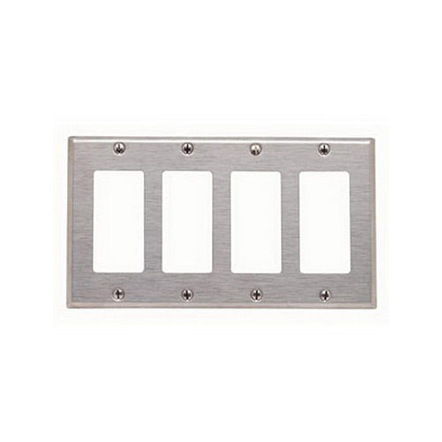 Leviton Decora/GFCI Wall Plate, 4-Gang, Type 302 Stainless Steel, Standard    