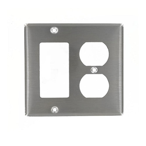 Leviton Comb Wall Plate, 2-Gang, Duplex/Decora, 302 Stainless Steel     