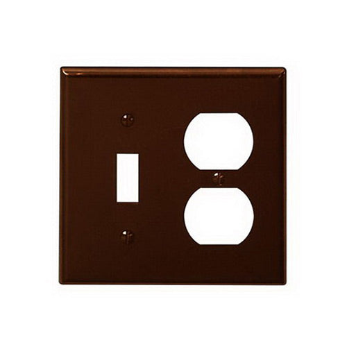 Leviton Electrical Wall Plate, Combination, 1-Toggle & 1-Duplex, 2-Gang - Brown