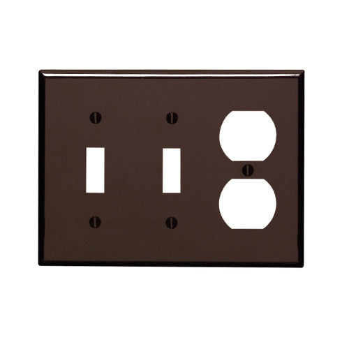 Leviton Electrical Wall Plate, Combination, 2-Toggle & 1-Duplex, 3-Gang - Brown