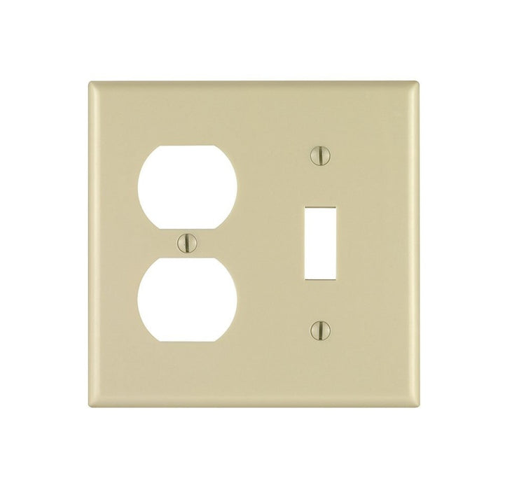 Leviton Electrical Wall Plate, Combination, 1-Duplex & 1-Toggle, 2-Gang - Ivory