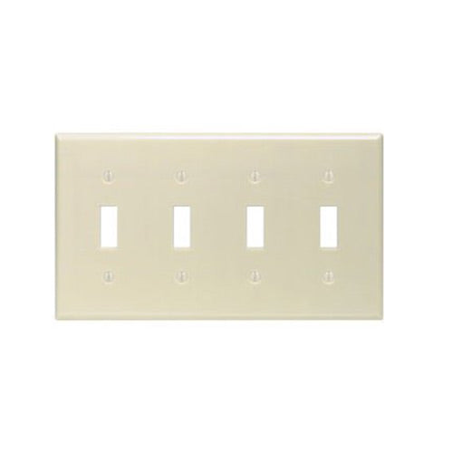 Leviton Electrical Wall Plate, Toggle Switch, 4-Gang - Ivory