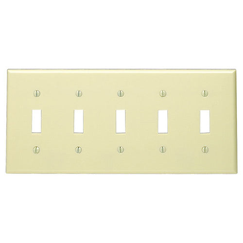 Leviton Electrical Wall Plate, Toggle Switch, 5-Gang - Ivory