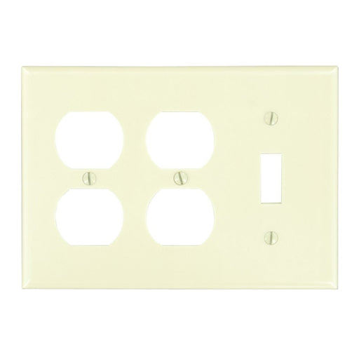 Leviton Electrical Wall Plate, Combination, 2-Duplex & 1-Toggle Switch, 3-Gang - Ivory
