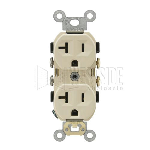 Leviton Electrical Outlet, Duplex Receptacle, 20A Commercial Grade with Self Grounding Clip - Ivory