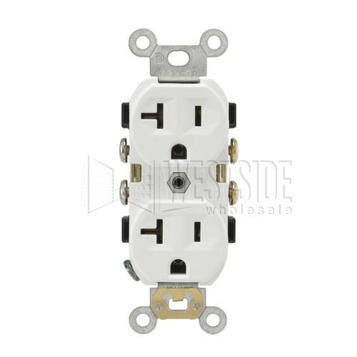 Leviton Electrical Outlet, Duplex Receptacle, 20A Commercial Grade with Self Grounding Clip - White