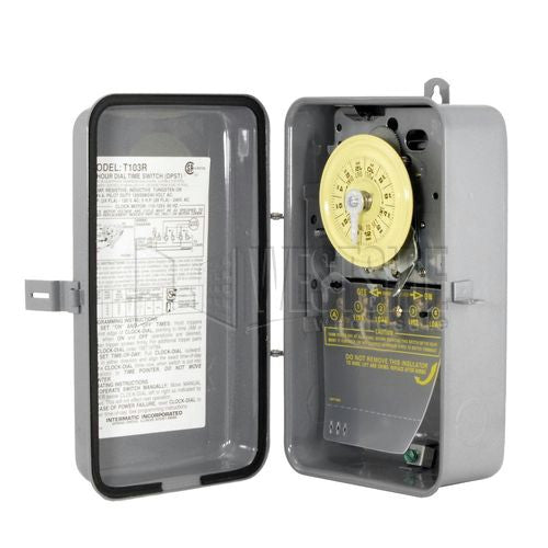 Intermatic Timer, 125V DPST 24-Hour Rain Tight Mechanical Time Switch