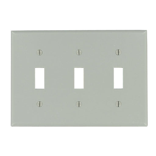 Leviton Electrical Wall Plate, Toggle Switch, 3-Gang - Gray
