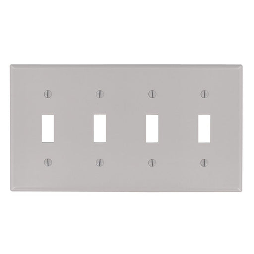 Leviton Electrical Wall Plate, Toggle Switch, 4-Gang - Gray