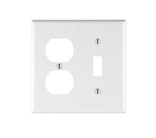 Leviton Electrical Wall Plate, Combination, 1-Duplex & 1-Toggle Switch, 2-Gang - White