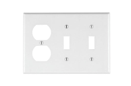 Leviton Electrical Wall Plate, Combination, 2-Toggle Switch & 1-Duplex, 3-Gang - White