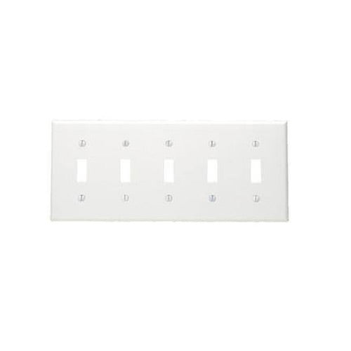Leviton Electrical Wall Plate, Toggle Switch, 5-Gang - White
