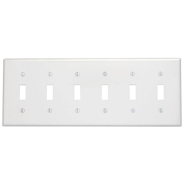 Leviton Electrical Wall Plate, Toggle Switch, 6-Gang - White