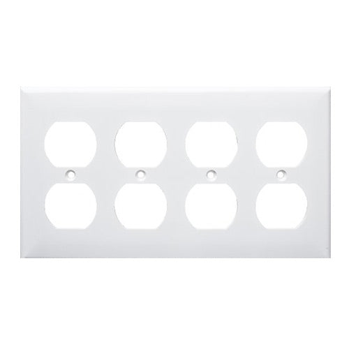 Leviton Electrical Wall Plate, Duplex Receptacle, 4-Gang - White
