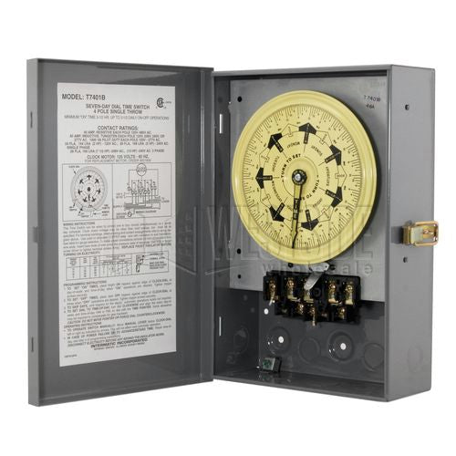 Intermatic Timer, 125V 40A 4PST 7-Day Mechanical Time Switch