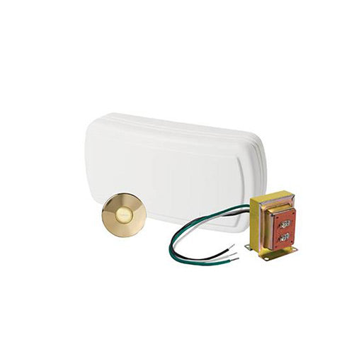 Nutone Chime, 2-Note/1-Note Doorbell w/1 Lighted Stucco Pushbutton & Standard Transformer - Polished Brass