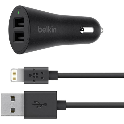 BELKIN(R) F8J221BT04-BLK Belkin F8J221bt04-BLK BOOST?UP 2-Port Car Charger with MIXIT? 4ft USB-A to Lightning Cable