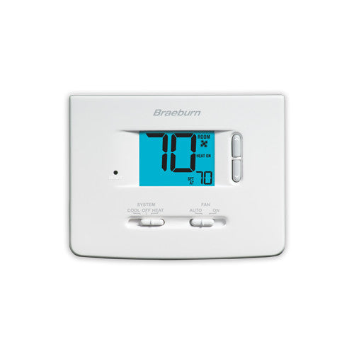 Braeburn 1020NC Thermostat, Builder Series Non-Programmable, Single Stage Heat/Cool Conventional or Heat Pump w/Large Display