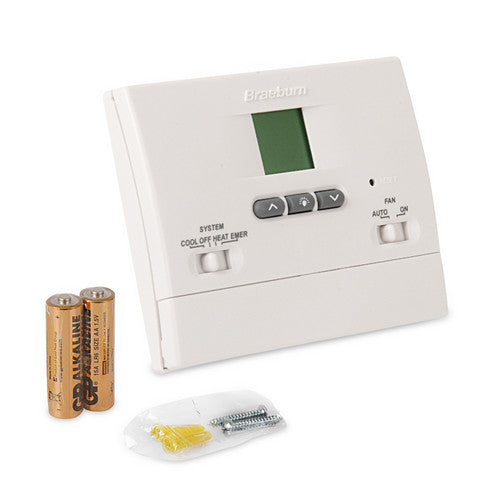 Braeburn 1200NC Thermostat, Builder Series Non-Programmable, Up to 2 Heat/1 Cool Conventional or Heat Pump