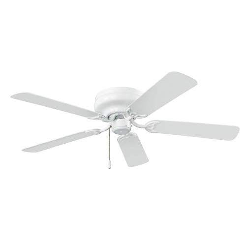Nutone Fan, 52" Hugger Indoor Ceiling Fan - White w/ Reversible Polished White/White Oak Blades