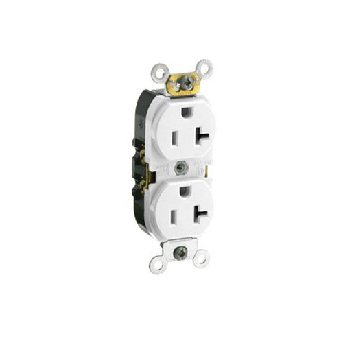 Leviton 20 Amp Duplex Receptacle, 125V, 5-20R, White, Side Wired, Smooth Face 