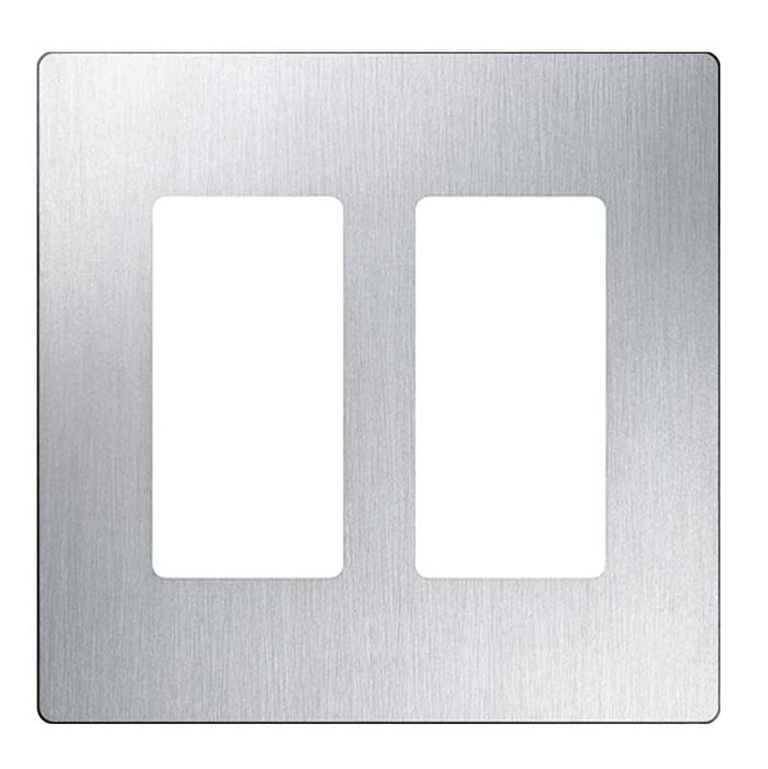 Lutron Electrical Wall Plate, Claro Decorator Screwless, 2-Gang - Stainless Steel