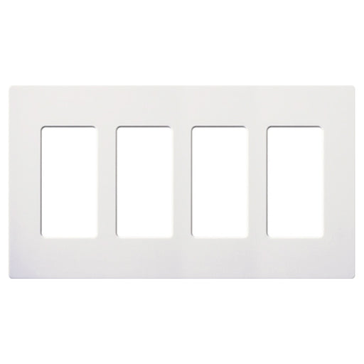 Lutron Claro Screwless Wall Plate, 4-Gang, Decorator Style, Gloss White