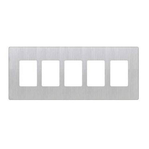 Lutron Electrical Wall Plate, Claro Decorator Screwless, 5-Gang - Stainless Steel