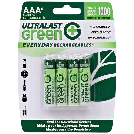 ULTRALAST(R) ULGED4AAA Ultralast ULGED4AAA Green Everyday Rechargeables AAA NiMH Batteries, 4 pk