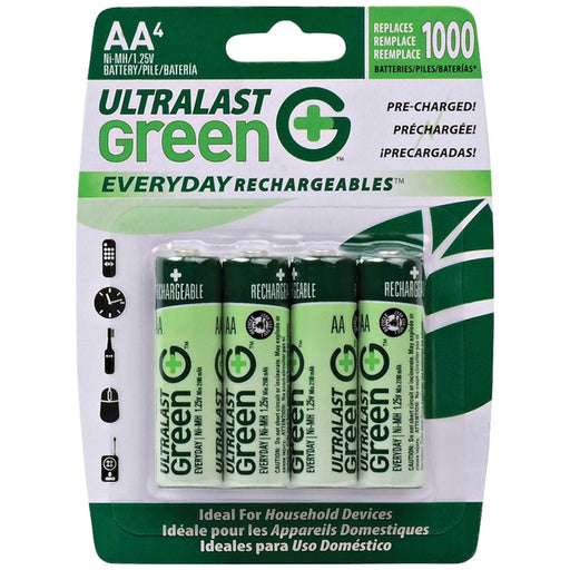 ULTRALAST(R) ULGED4AA Ultralast ULGED4AA Green Everyday Rechargeables AA NiMH Batteries, 4 pk