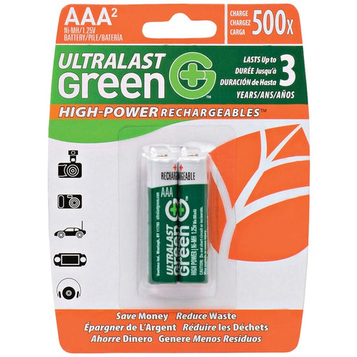 ULTRALAST(R) ULGHP2AAA Ultralast ULGHP2AAA Green High-Power Rechargeables AAA NiMH Batteries, 2 pk
