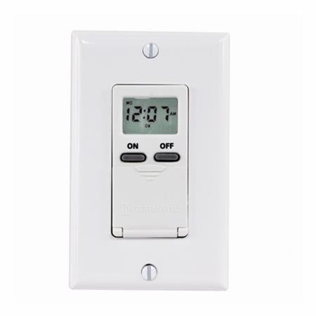 Intermatic Timer, 120/277V 15A 7-Day Digital In-Wall Time Switch - White
