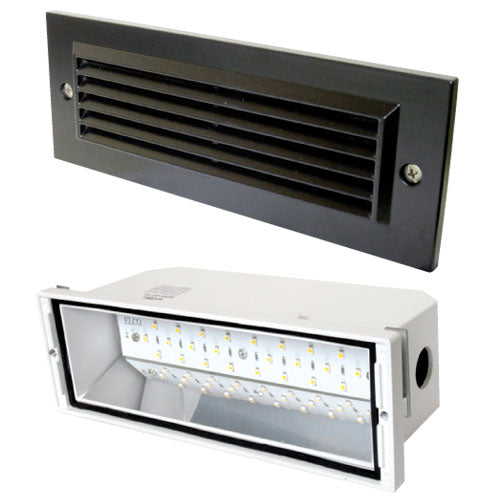 Elco Lighting LED Step Light, Brick Angled Louvered Faceplate - 3000K - Black