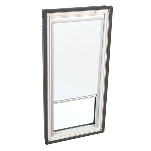 VELUX Skylight, 21 1/2" W x 46 1/4" H Fixed Deck-Mounted w/Tempered LowE3 Glass & Manual Blackout Blind 