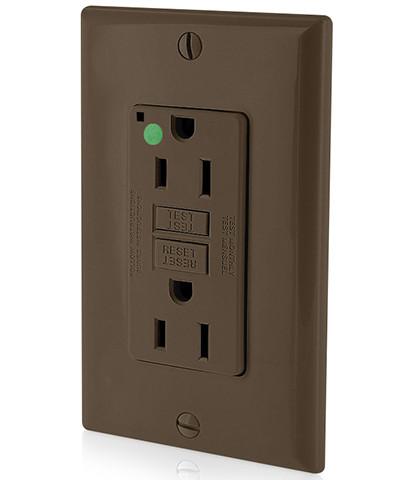 Leviton GFCI Outlet, 15A 125V Extra Heavy Duty Hospital Grade GFCI Receptacle, Self-Test - Brown