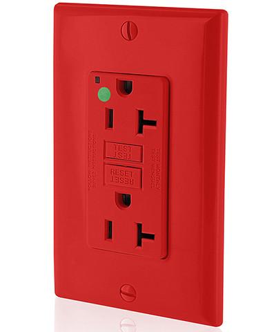 Leviton GFCI Outlet, 20A 125V Extra Heavy Duty Hospital Grade GFCI Receptacle, Self-Test - Red