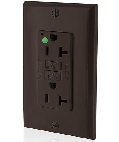 Leviton GFCI Outlet, 20A 125V Extra Heavy Duty Hospital Grade GFCI Receptacle, Self-Test - Brown