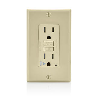 Leviton GFCI Outlet, 15A Smartlock Pro Self-Test Slim GFCI Receptacle w/Audible Trip Alert, 10-Pack - Ivory