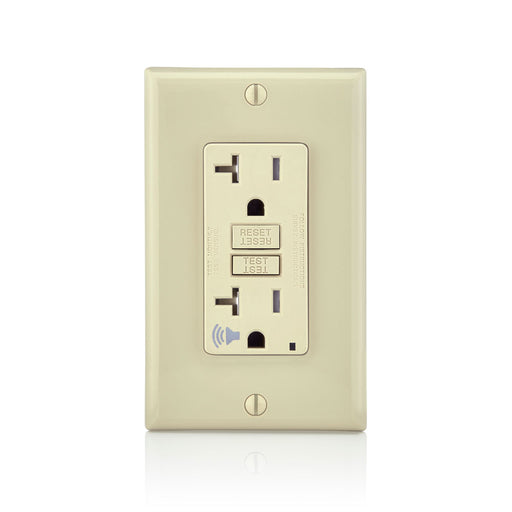 Leviton GFCI Outlet, 15A Smartlock Pro Self-Test Slim GFCI Receptacle w/Audible Trip Alert, 10-Pack - Light Almond
