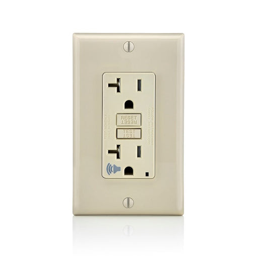 Leviton GFCI Outlet, 20A Smartlock Pro Self-Test Slim GFCI Receptacle w/Audible Trip Alert, 10-Pack - Light Almond