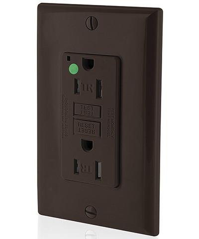 Leviton GFCI Outlet, 15A, 125V Extra Heavy Duty Hospital Grade GFCI Receptacle, Self Test - Brown