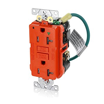 Leviton GFCI Outlet, 20A, 125V Extra-Heavy Duty Industrial Grade GFCI Receptacle, Tamper Resistant - Red