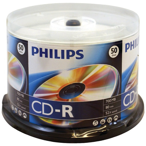 PHILIPS(R) D52N600 Philips D52N600 700MB 80-Minute 52x CD-Rs (50-ct Cake Box Spindle)