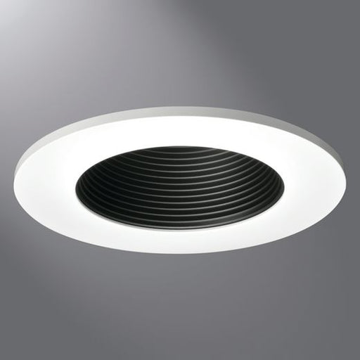 Halo LED Downlight Trim 4", Frost Dome Polymer Lens, Black Baffle - Matte White Ring - Shower Rated